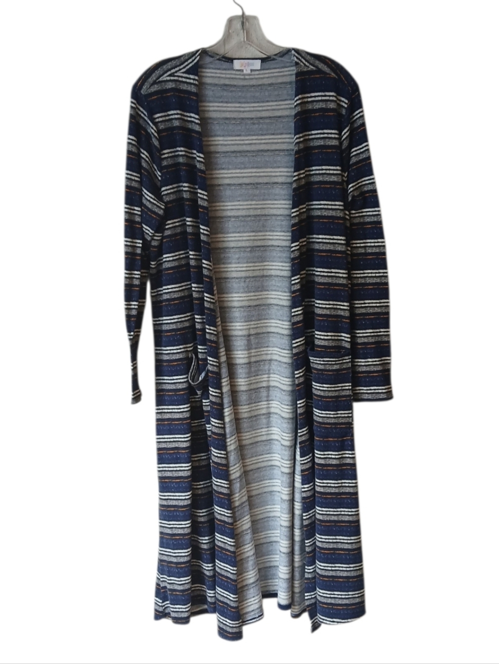 LuLaRoe Striped Long Sarah Duster Cardigan Size Large